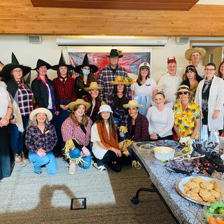 Cowichan students and employees in Halloween costumes