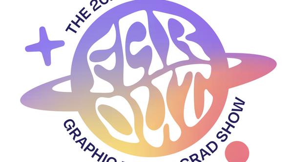 Graphic Design logo in purple and orange that reads: Far Out The 2021 VIU Graphic Design Grad Show