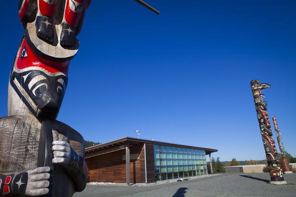 The totems outside the Gathering Place