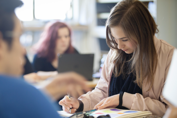 Students working in a classroom