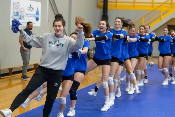 Volleyball team being goofy