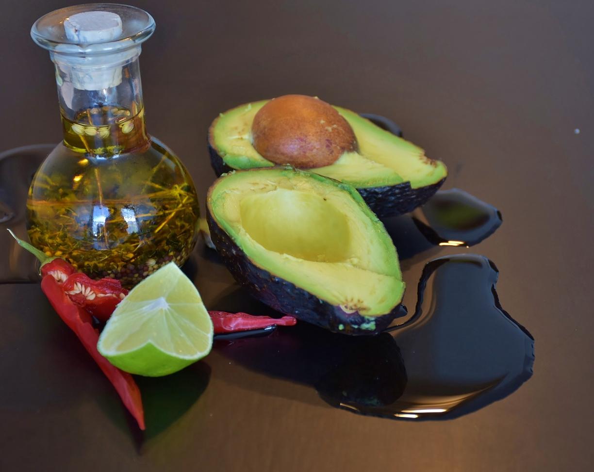 oil, lime and an avocado