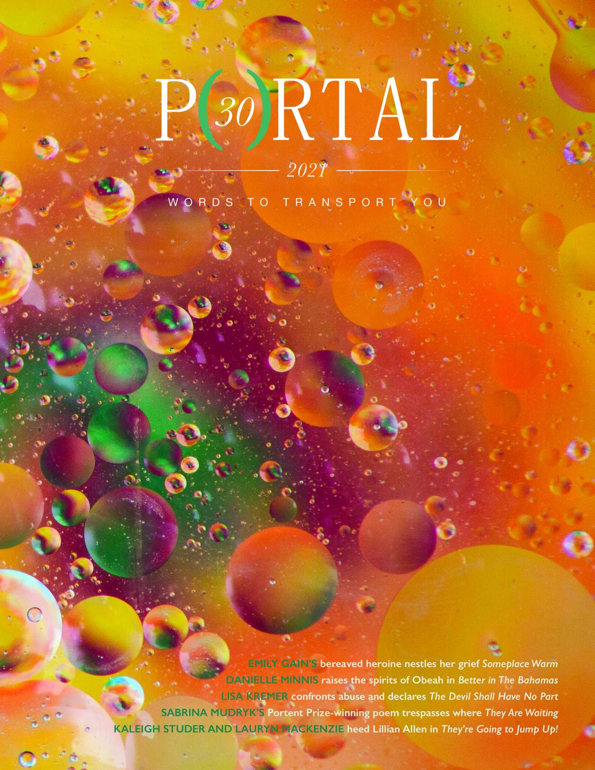 Portal magazine's 30th anniversary cover pops with orange and yellow bubbles