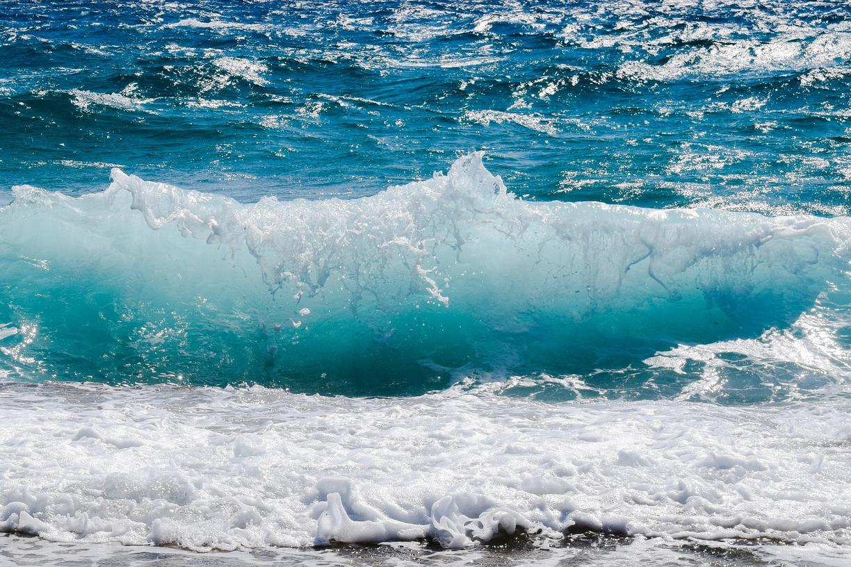 A closeup of an ocean wave