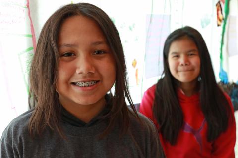 Justice and Aleka at Shq'apthut, VIU's Aboriginal Gathering Place