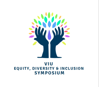 A pair of hands reach upwards towards a shower of colours with the words Equity, Diversity and Inclusion Symposium underneath.